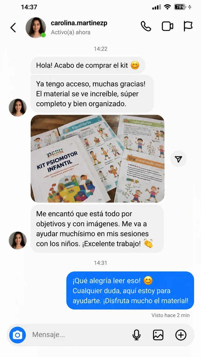 Testimonio de una clienta que recibió y utilizó el Kit Psicomotor Infantil